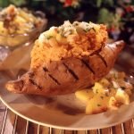 Grilled Sweet Potato with Peach Cilantro Salsa